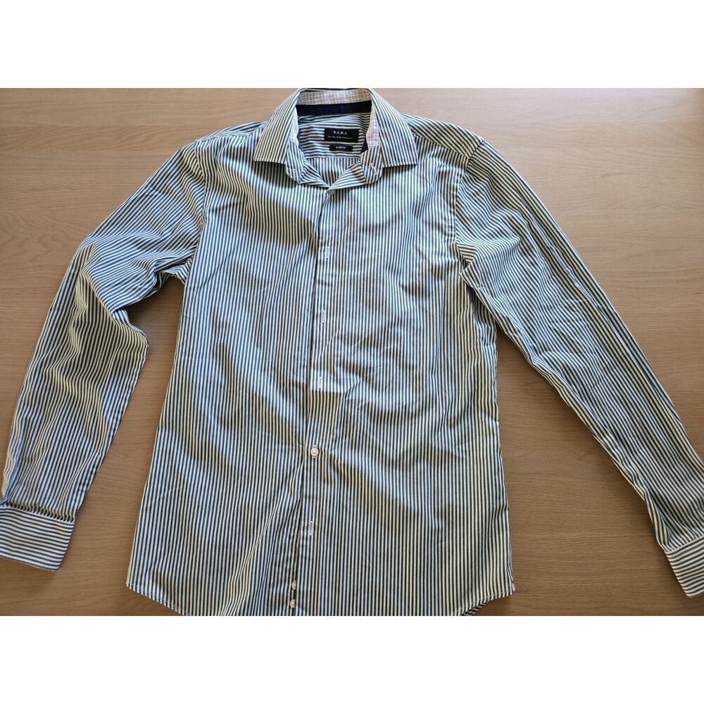 Zara green striped dress shirt size S